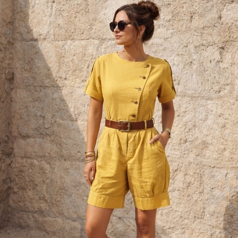 Desperately Different Katya Revenko Yellow Romper Playsuitโ Utility Womens XS